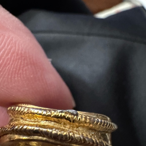 RING GOLD W Pearl like gem. Sz 8 ESTATE SALE FIND Vintage scroll beading… - Picture 7 of 7